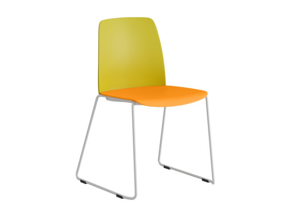 Choice – Stapelbar stol med sits och rygg i plast och vita medar