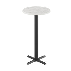 Ferrea bord med rund 60 cm marmorskiva, vit design.