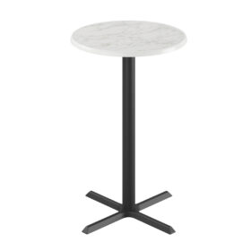 Ferrea bord med rund 70 cm marmorskiva, vit