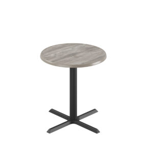 We need alt-text max 10 words, Swedish. Product: "Ferrea Bord med Rund Ø60 cm Skiva". Filename: "FerreaStativ76 74H 70D VintageOak". Alt text should describe image. Must be max 10 words. Provide only alt-text. No extra. Let's craft: "Ferrea